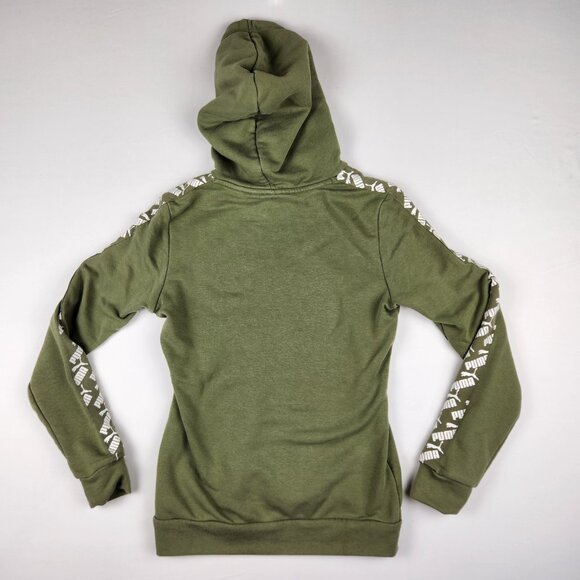Puma Hoodie Athletic Streetwear Logo Olive Green kangaroo pocket Casual - Sz. XS - Picture 2 of 9